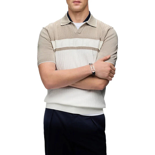 Summer Men's Polo Clothing Luxury T Shirt Casual Short Sleeve Drapped Loose Basic Splice Shirt Popular Knitwear
