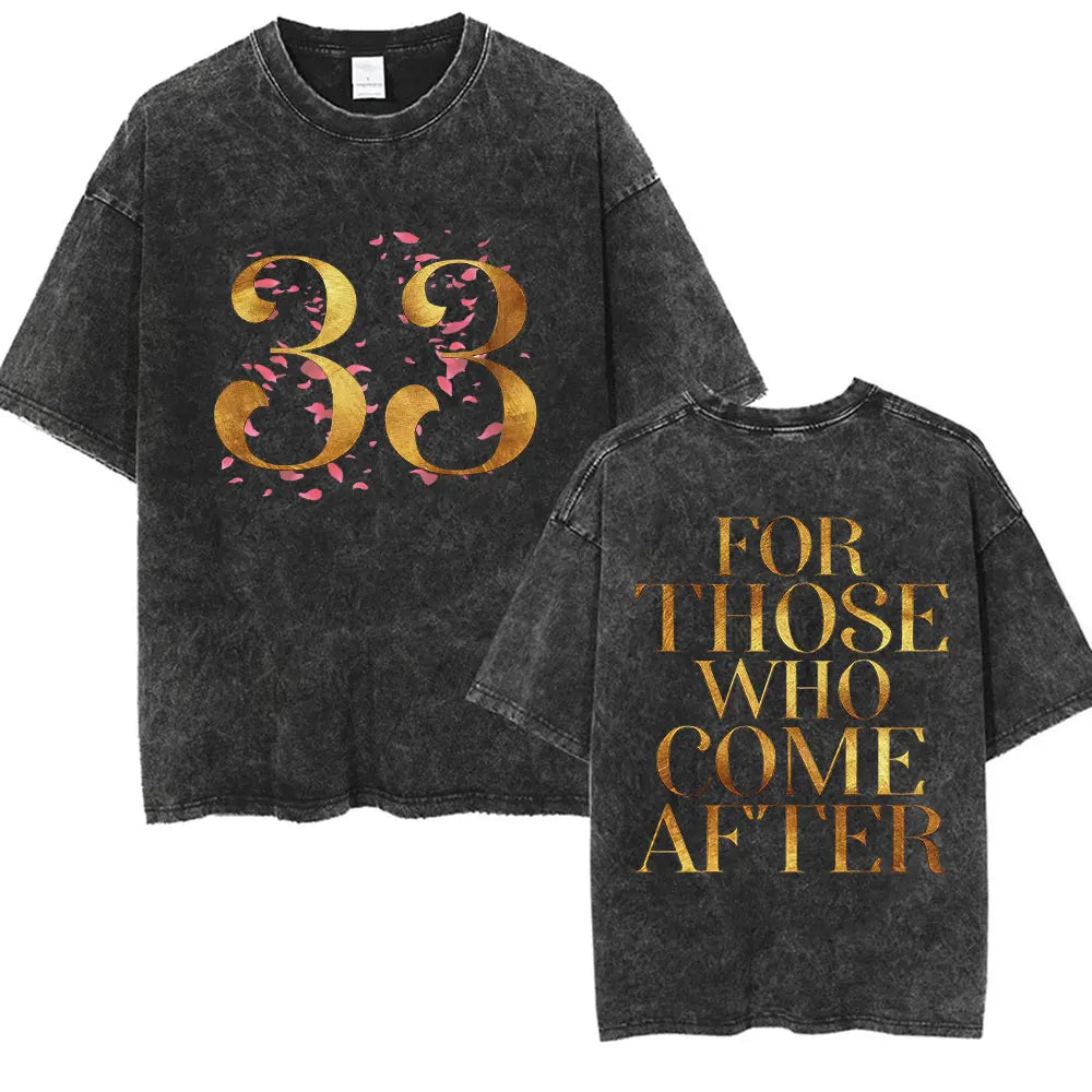 Game Clair Obscur Expédition 33 Vintage Washed T Shirts Men's Women Casual High Quality Oversized Cotton T-shirt Fans Streetwear