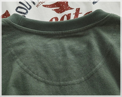 Autumn New American Retro Long-sleeved O-neck Letter Printed T-shirt Men's Fashion Simple 100% Cotton Washed Casual Sport Tops