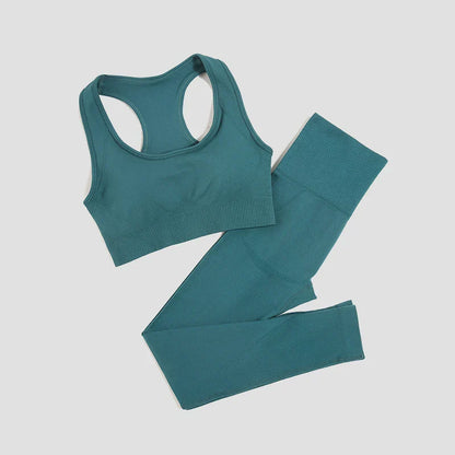 Seamless Gym Set Women Sport Suit Yoga Sets 2 Pcs Tracksuits Fitness Wear Sportswear Leggings Padded Sports Bras Workout Clothin