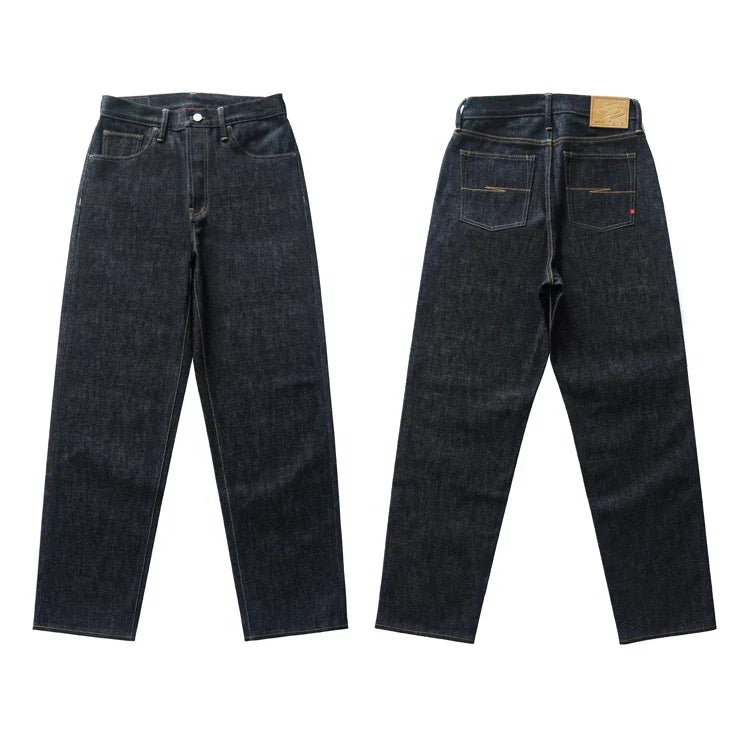 Mens Jeans Selvedge Denim Jeans for Man Silver Button Loose Fit Handmade 15 Oz