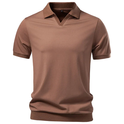 Men's Breathable Silky Polo Shirt Solid Color Soft Skin-Friendly Casual Cool Old Money Style Male Polo Shirts