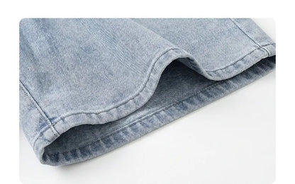 Fashion Women Shorts Mid-length Blue New Dividing Line Design Retro Washed Cotton Straight Leg Short Jeans Summer 2026