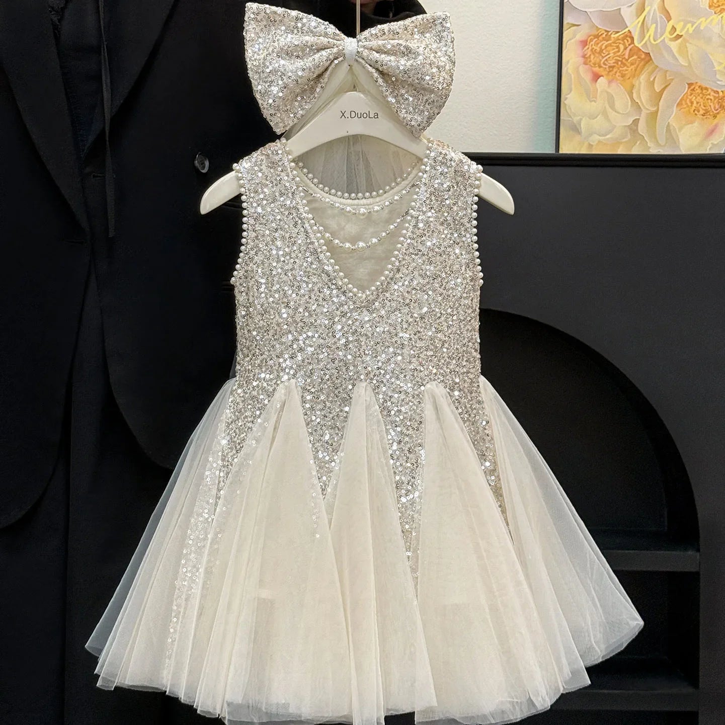 Mesh Sequins Summer Dress Children Clothes Girls Gauze Skirt For Party Evening Birthday Prom Performance Graduation Ceremony