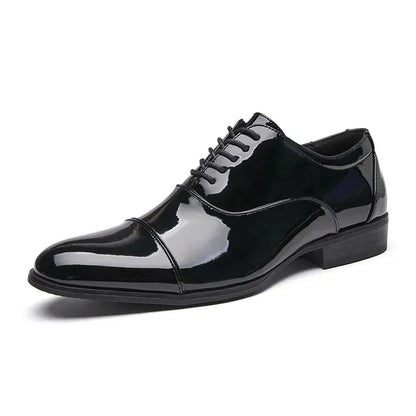Classic Patent Leather Shoes Men Glossy Leather Shoe Man Formal Business Office Lace Up Wedding Shoes Plus Big Size 38-49