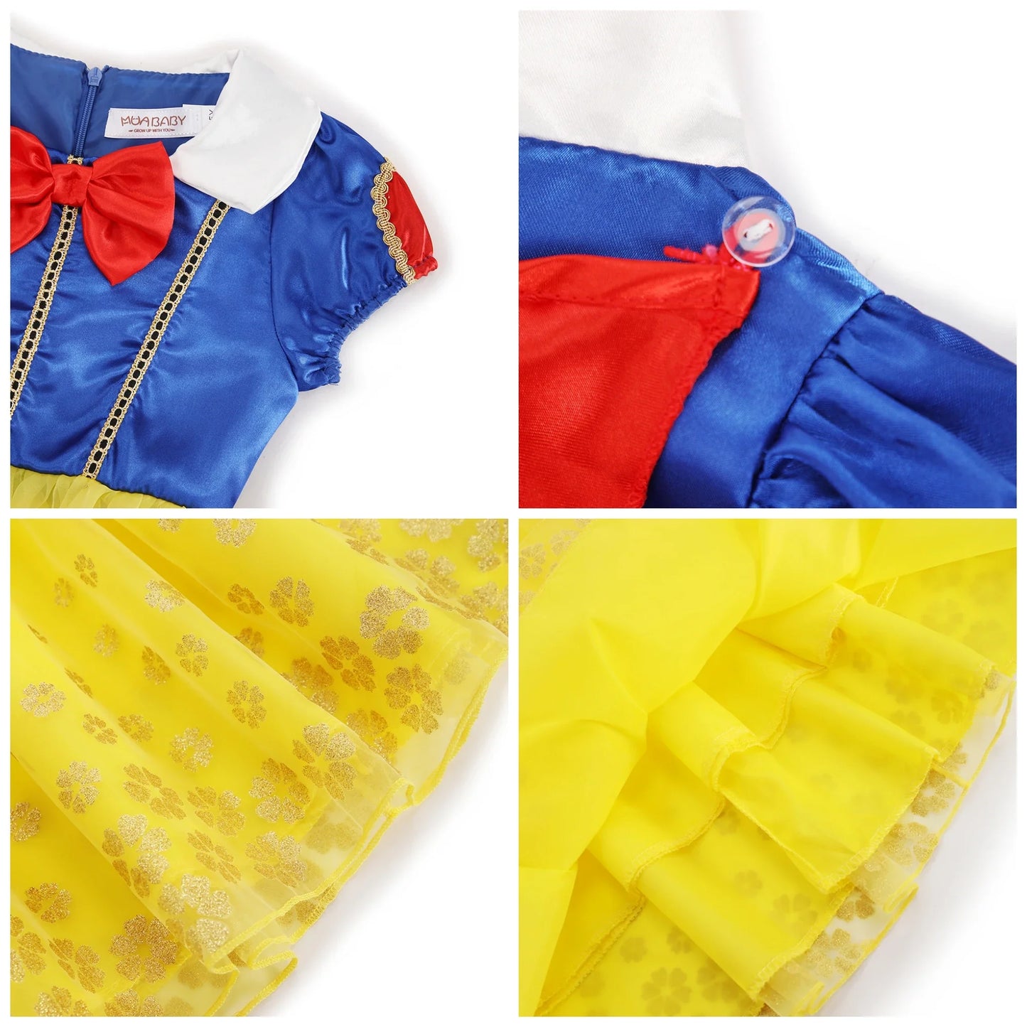Deluxe Snow White Gown Set with Accessories Princess Costume Fairy Cosplay for Girls Kids Toddler Carnival Party Vestido