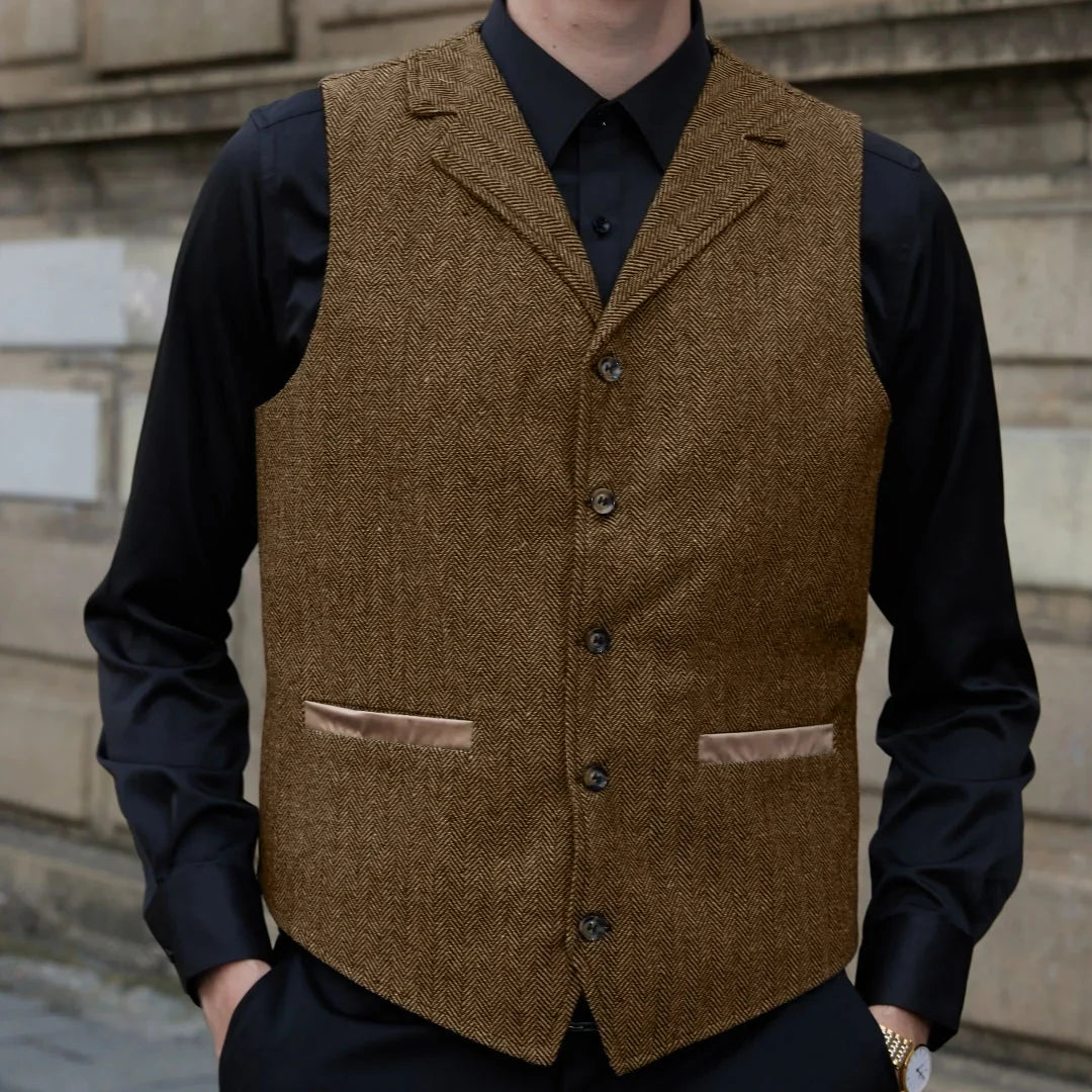 Men Vest Gray Blue With Lapel Single Button Waistcoat For Wedding Birthday Formal Business Casual Banquet Daily Men Suit Vest