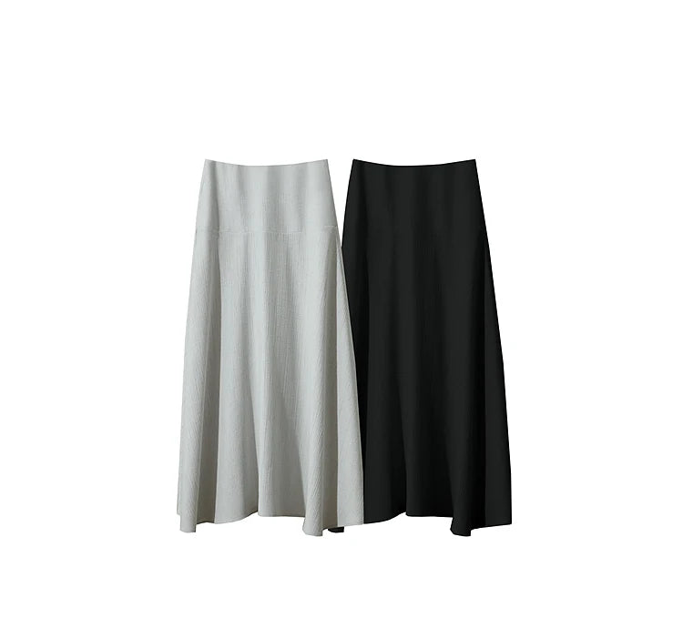 Minimalist Women Skirts Summer Luxur Office Lady  Solid Combination Twill A-line Elegant MIdi Skirt Female Clothing12542278