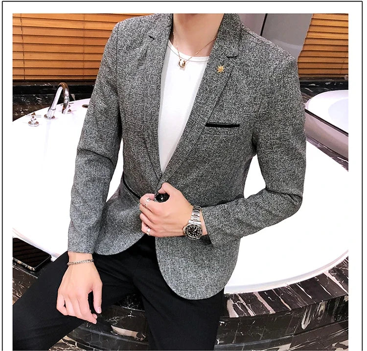 New Boutique Men's Solid Color British Style Fashion Casual Business Job Interview Gentleman Party Best Man Dress Suit