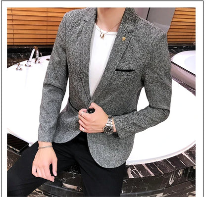 New Boutique Men's Solid Color British Style Fashion Casual Business Job Interview Gentleman Party Best Man Dress Suit