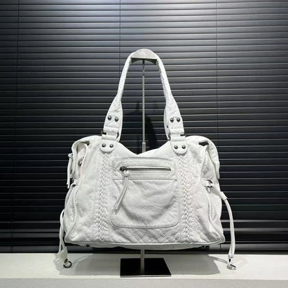 Ladies' Fashion Y2K Street Hot Girl Motorcycle Tote Bag Large Capacity Retro Vintage Vintage Single Shoulder Bag