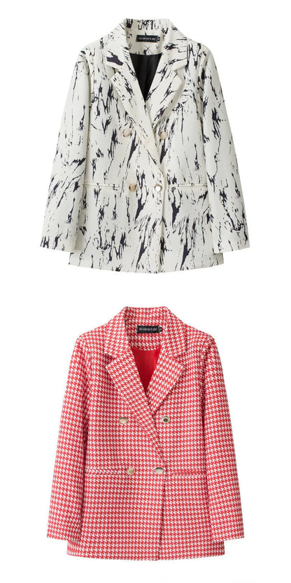 Casual Plaid Women's Suit Jacket Spring Autumn New Style Large Size Street Style Top Quality Polyester Commute Style Fashionable
