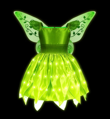 Children LED Light Up Dress Girls Kids Purple Green Cosplay Costume Carnival Birthday Party Clothes Halloween Costume Prom Gown
