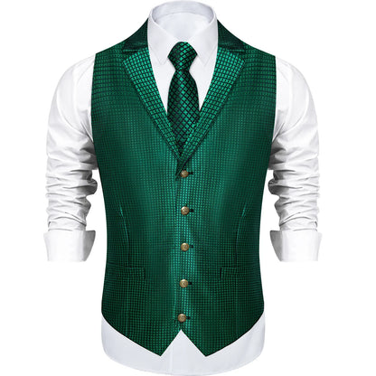 Victorian Vest Tie Set Green Plaid Gothic Waistcoat Sleeveless Jacket for Men Wedding Party Tuxedo Men's Soical Clothing
