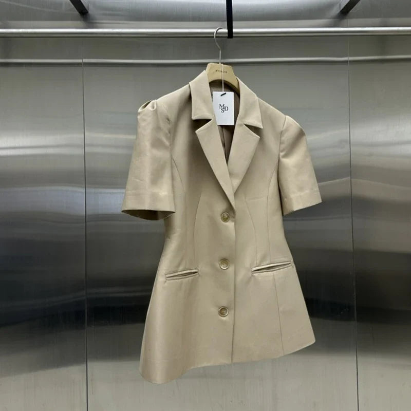 2024 Summer New Korean Short Sleeve Overcoat Women's Fashion Style Blazer Coat