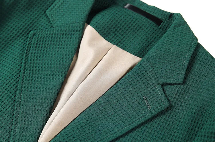 Plus Size 4XL-M Autumn New Waffle Suit Jacket Men Two Buttons Slim Fit Business Casual Blazers Homme Formal Groom Prom Tuxedo