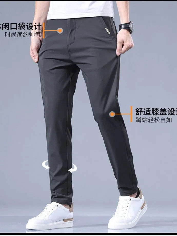 2026 Men's Summer Casual Pants Thin Ice Silk Men's Pants Fashion Straight  Elastic Men's New Pants Men's Pants
