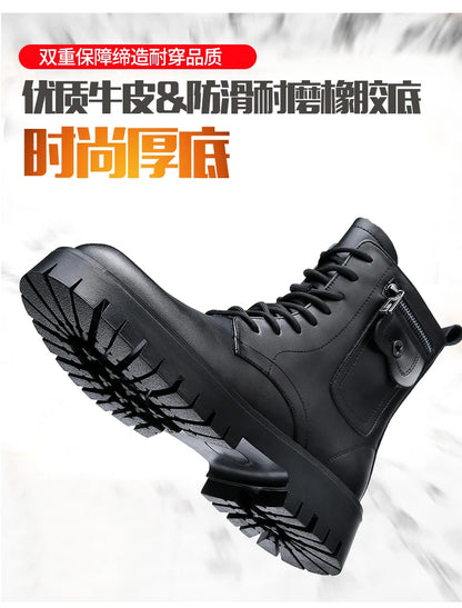 Fashion White Boots For Men New British Style Platform Motorcycle Boots Good Quality Casual Men’s High Top Leather Shoes Punk