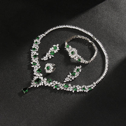 Noble Vivid Flower Appearance Design Necklace And Earring Fine Decoration Wedding Party Charming Jewelry Set