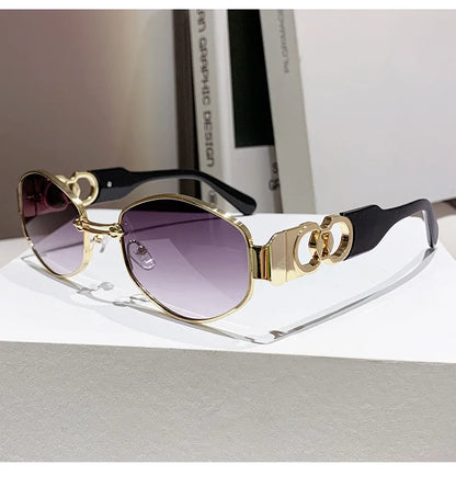 Oval Sunglasses 2025 New Female Metal Internet Celebrity Street Shot Sun Glasses Women Men Retro Photo Sunshade Ladies UV400