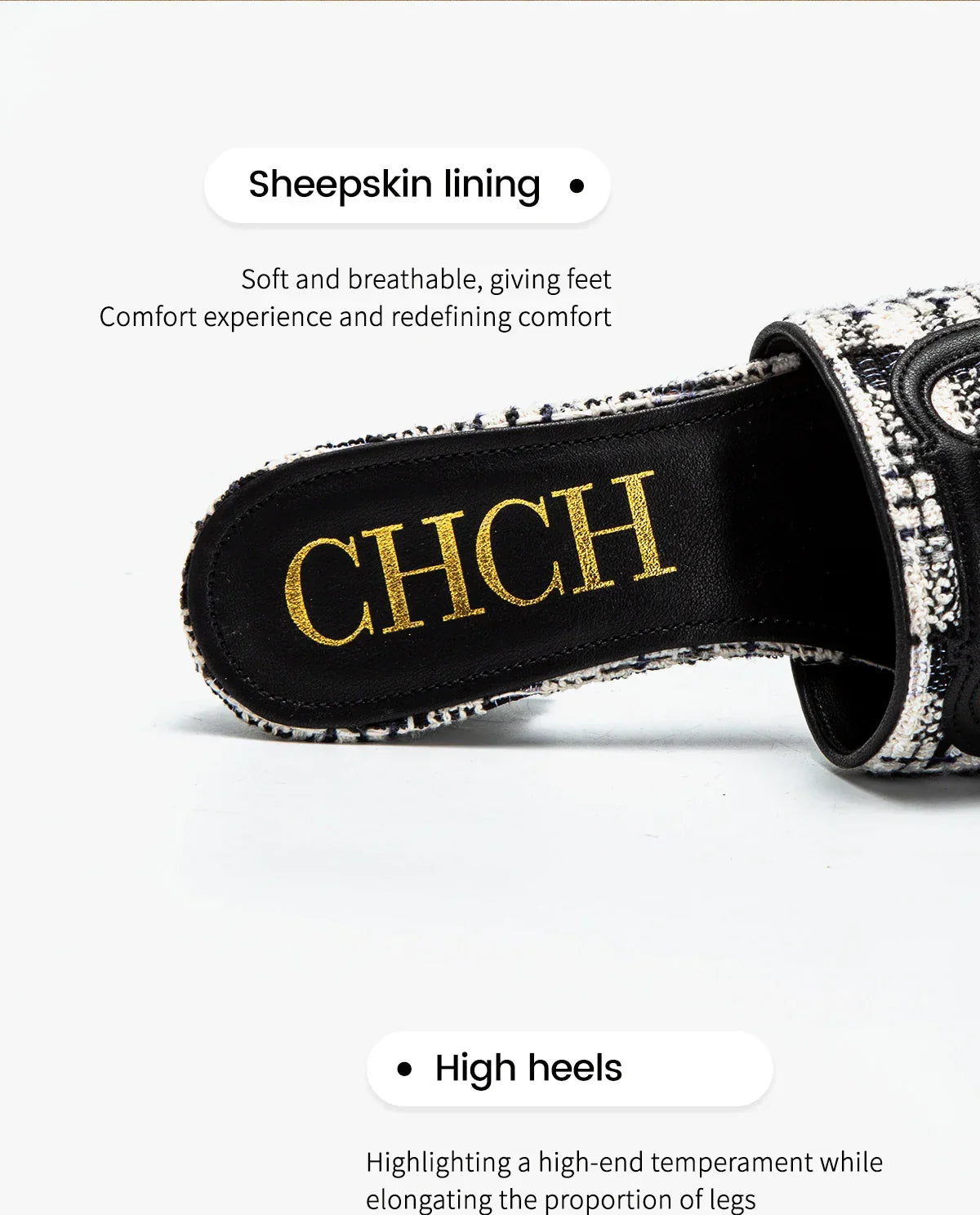 Middle heel square heel slippers fabric fashion casual shoes luxury brand slippers girls street commuter slippers