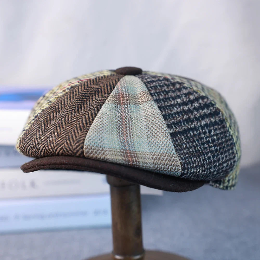 Spring Autumn Winter Men Classic Splicing Octagonal Hats Retro British Newsboy Cap Gatsby Woman Men Beret Caps  005
