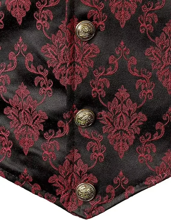 Victorian Floral Jacquard Men Suit Vest Formal Business Lapel Single Breasted Slim Fit Waistcoat Wedding Banquet Party Tops