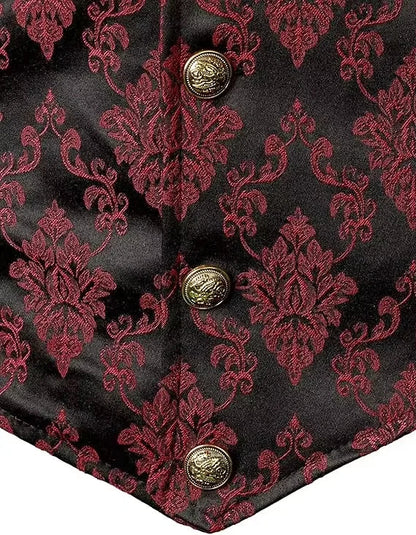 Victorian Floral Jacquard Men Suit Vest Formal Business Lapel Single Breasted Slim Fit Waistcoat Wedding Banquet Party Tops