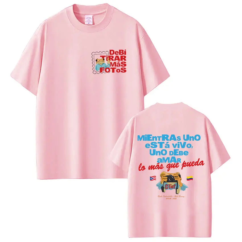 Rapper Bad Bunny T-shirt Debi Tirar Mas Fotos DTMF Tour T Shirts Men's Women Clothing Fashion Hip Hop Vintage T-shirt Streetwear