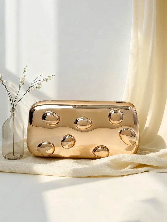 Gold Acrylic Chain Women's Clutch Bag, Stylish and LuxuriousParty and Evening Bag, Versatile Large Capacity Women's CrossbodyBag