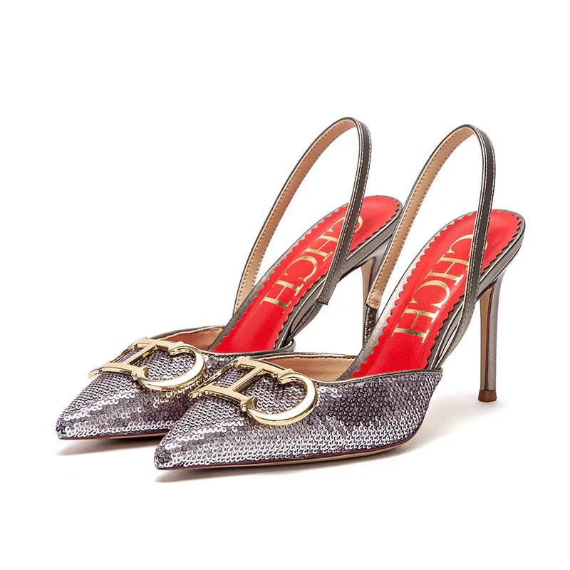 2025 spring and summer new high heels luxury brand ladies shoes sexy girls party sandals