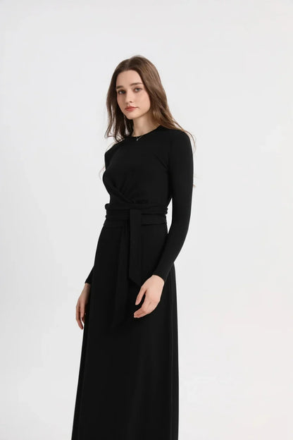 AS 2025 summer ribbing closed-fit wrap tops + Aline dress high Stretch matching sets