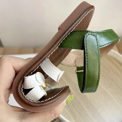 New Summer Children‘s Flat Sandals Floral Decor Girls Princess Shoes School Non-slip Soft Kids Dress Sandals for Beach Outdoor