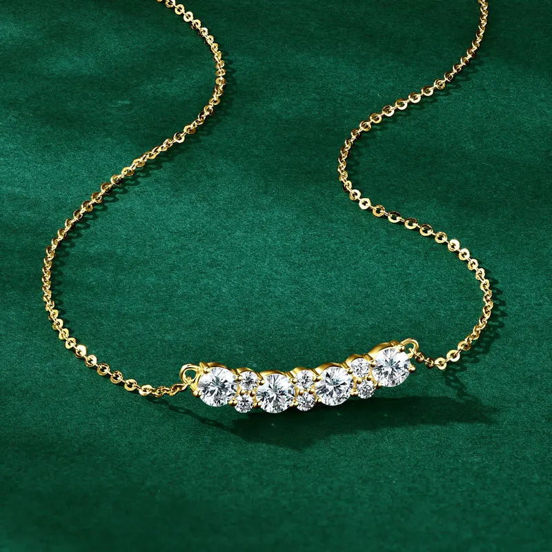 GRA Certified Full Moissanite Smile Pendant Necklace for Women 925 Sterling Silver Clavicle Chain Jewelry Gift Collares