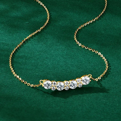 GRA Certified Full Moissanite Smile Pendant Necklace for Women 925 Sterling Silver Clavicle Chain Jewelry Gift Collares