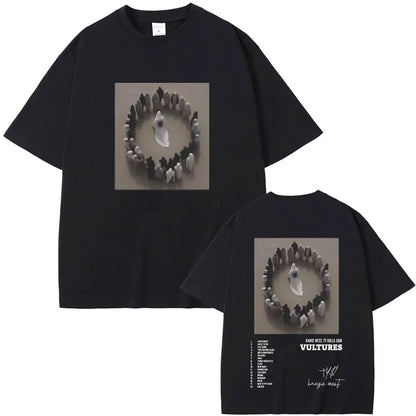 Rapper Kanye West Vultures New Music Album Graphic T Shirts Men Women Hip Hop Fashion Oversized T-shirts Male 100% Cotton Tshirt