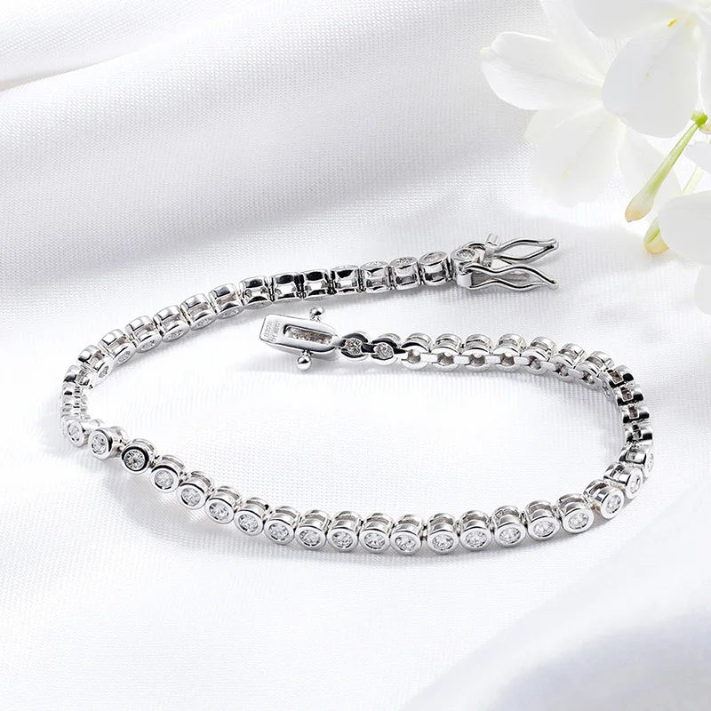 3 Colors 2/3mm Bubbles All Moissanite Tennis Bracelet for Women Men Bangles Full Diamond Pure 925 Silver Chain Jewelry