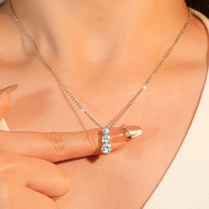 4mm&5mm&6mm Round Cut Moissanite Pendant Necklace For Women 14K Gold Filled Lab Diamond Necklaces Jewelry
