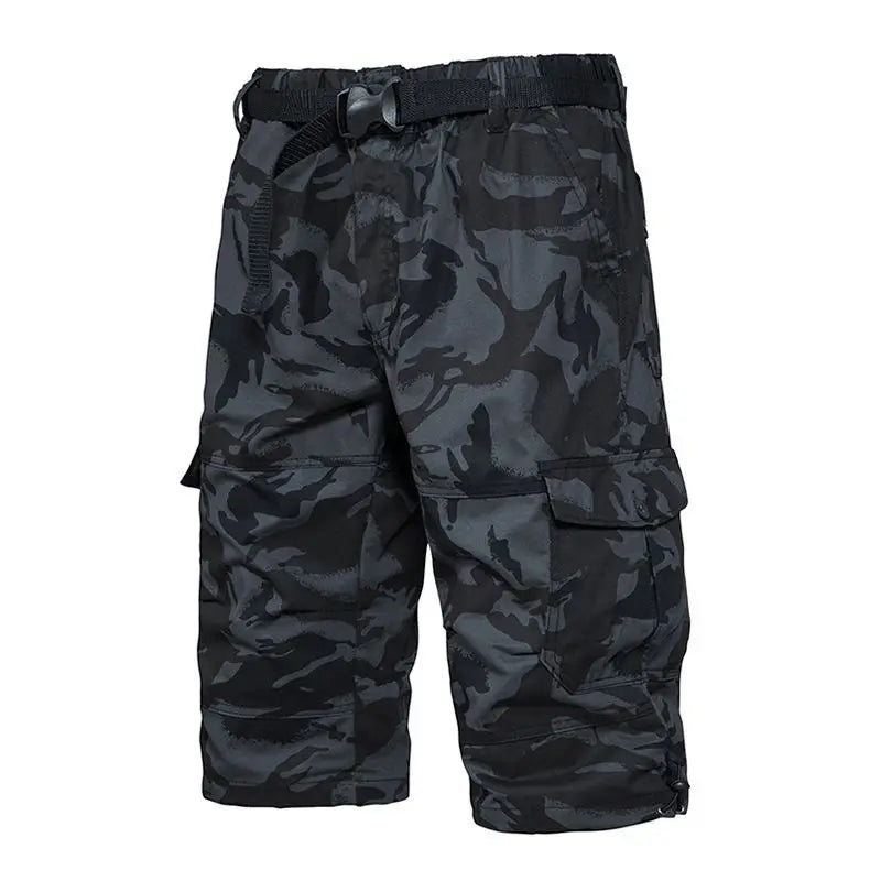 Men Summer Capri Pants Men Plus Size Multi Pocket Cargo Shorts Men Casual Outdoor Breathable Lightweight Daily Wear Street Style