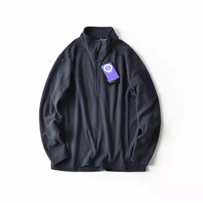 Outdoor Lightweight Fleece Sweatshirt Jacket Men's Zipper Closure Stand Collar Technical Fabric Comfortable Youth Fashion