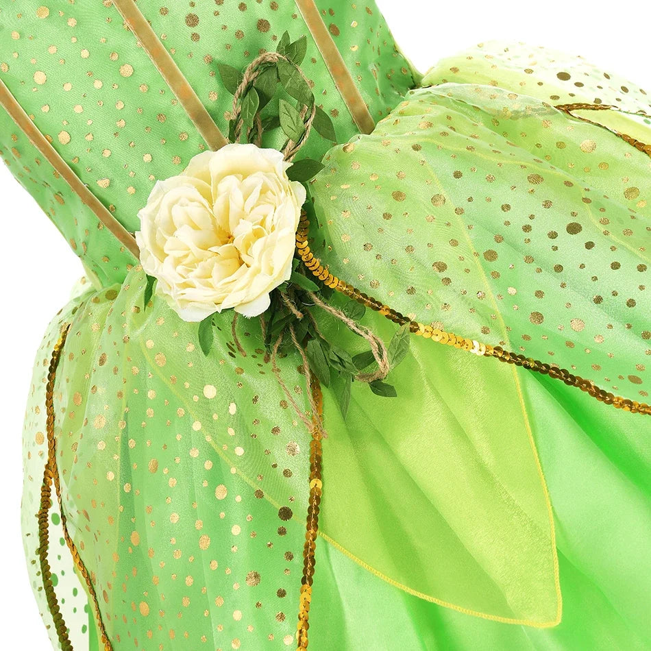 Summer Girls Tinkerbell Fairy Dresses Up for Girls Costume Kids Cosplay Flower Fairy Princess Clothes Christmas Party Outfit