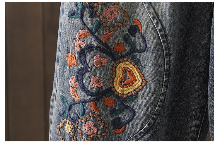 Fashion Y2K Women's Jeans plus Size Elastic Waist patch embroidery print Harem Pants Autumn Vintage Loose Ripped Denim Pants