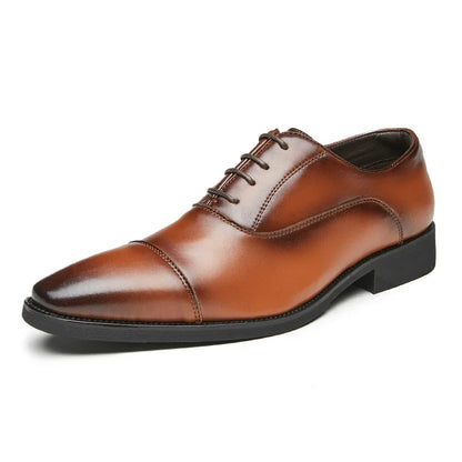 Genuine Leather Brogue Men Shoes 6CM Height Increase Formal Dress Shoe Business Office Italian Men Designer Shoes