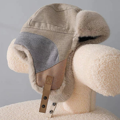 Russian Hat Men Women Winter Fur Hats Male Female Patchwork Russian Hat Thick Warm Ski Earflap Cap Windproof Bomber Hats