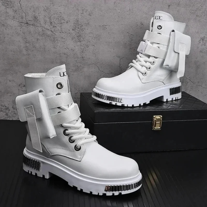 ABOORUN Men's White Boots