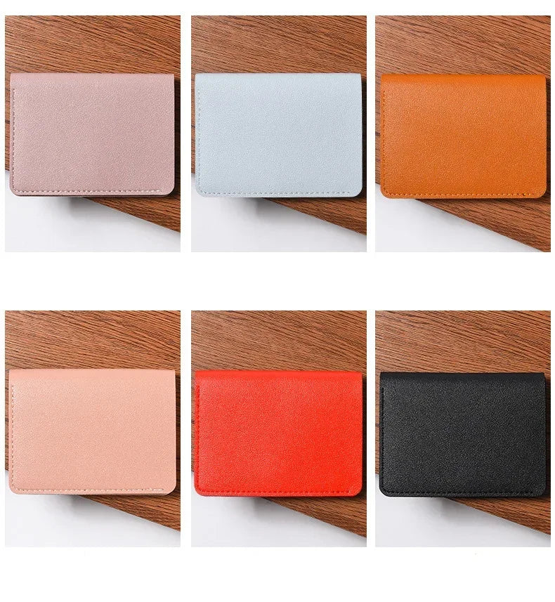 2025 Soft Leather Mini Wallet – Slim Foldable Card Case with Snap Closure for Women & Men