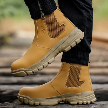Water Proof Safety Work Shoes For Men Steel Head Leather Boots Male Footwear Indestructible Construction Work Shoes Brown