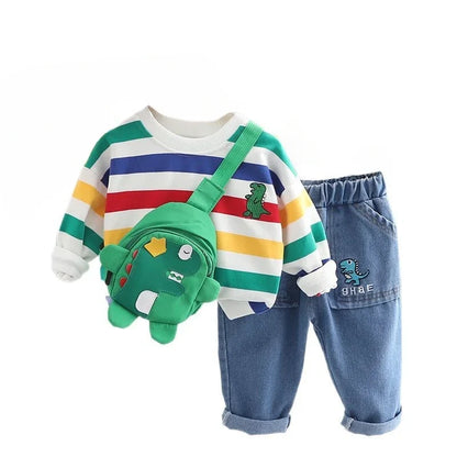 New Spring Autumn Baby Clothes Set Children Boys Long Sleeved T-Shirt Pants 2Pcs/Sets Kids Girls Clothing Infant Striped Costume