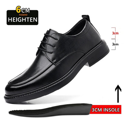 Big Size Elevator Shoes Men Leather Shoes Height Increasing Shoes For Man Increase Insole 6-8CM Invisible Heightening Lift Shoes