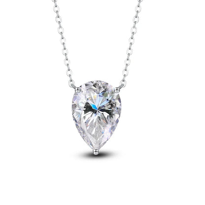 Certificate 1/2/3/4carat Teardrop Moissanite Pendant Necklace S925 Silver Pear Cut Solitaire Diamond Neck Chain for Women